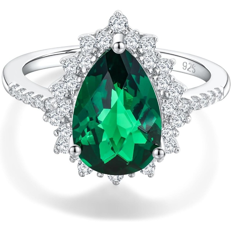 Women's 925 Sterling Silver Teardrop Engagement Birthstone Ring